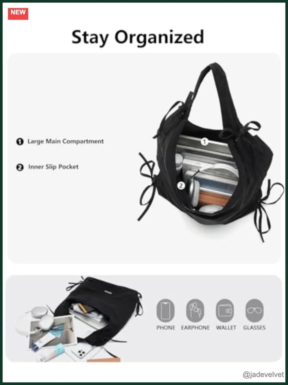 Large Nylon Hobo Bag with Magnetic Closure, Crossbody Tote, Shoulder Bag for